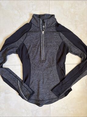 Lululemon Heathered Black Grey Quarter-Zip Crew Pullover XS